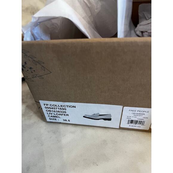 Free People Women’s Liv Penny Loafers Slip On Camel Size 8 Leather Upper NIB - Picture 8 of 8